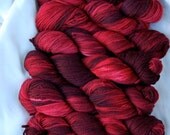 Black Cherry Dark Red Semisolid on Merino Cashmere Nylon Aran Yarn