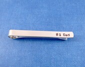 Number 1 Dad Tie Bar, Personalized Tie Bar, Tie Tack, Handstamped Monogram Gift for Him, Aluminum Tie Clip
