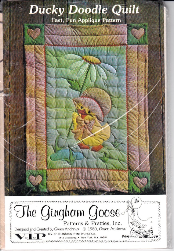 Gingham Goose Ducky Doodle Quilt Easy by patternsandcrafts on Etsy