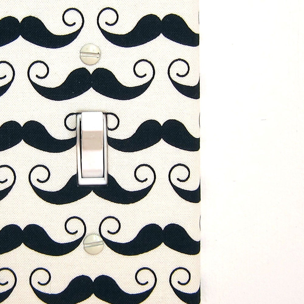 Light Switch Plate Cover, wall decor - cream with black mustaches