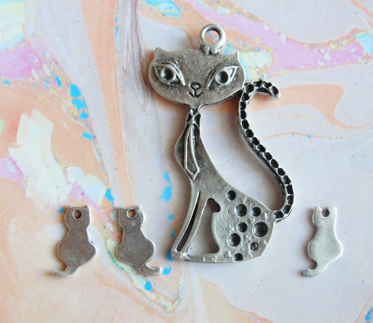 Cat and Kittens Pendant and charms