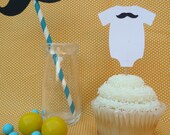 Onesie Mustache cupcake toppers Set of 12 Little Man Mustache Bash ANY COLOR