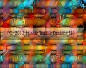 Art Fiber Art Abstract Fabric Rainbow Colors Bright Bold Shapes Hand Created 3 D look