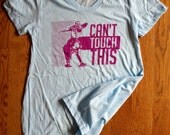 Can't Touch This Maternity Tshirt in Light Blue (Made in USA)