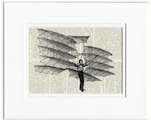 hang glider 18oo's illustration - printed on page from old dictionary