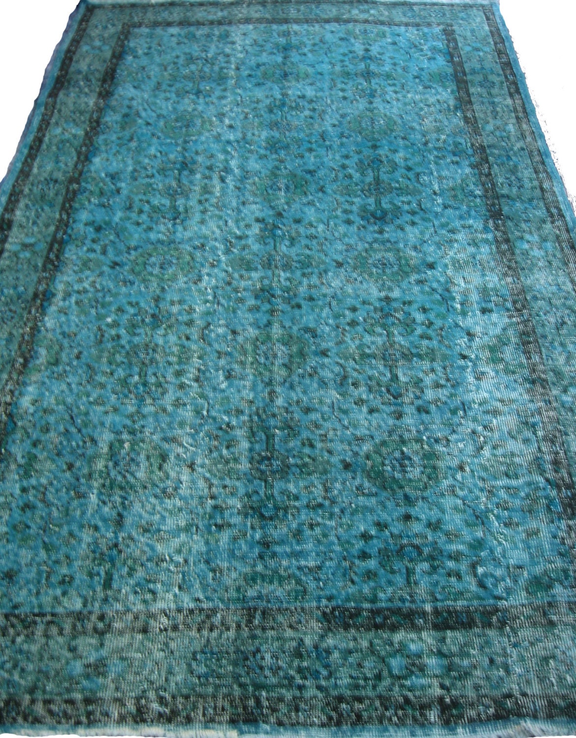 Turquoise Overdyed Vintage Carpet