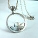 Lotus Blossom Pendant Necklace, Silver, Heart Lobster clasp, Swarovski Pearls, Gift