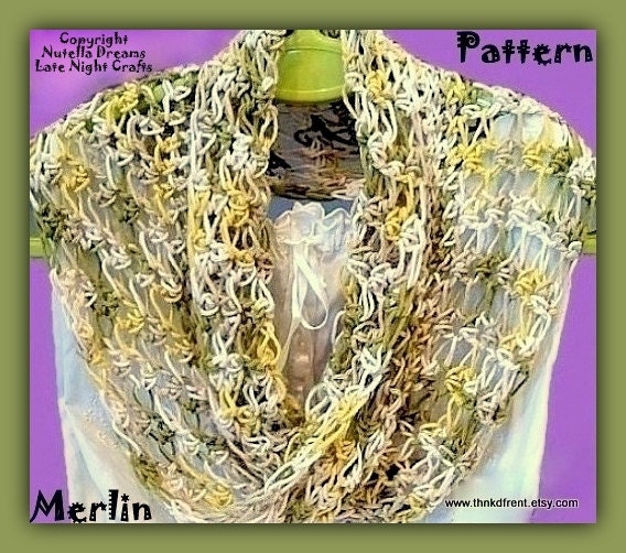 Instant Etsy Download PATTERN - Merlin Moebius Lightweight  Cotton Cowl Crochet Pattern - Great Indoor Outdoor Cowl - Pretty Vintage Look
