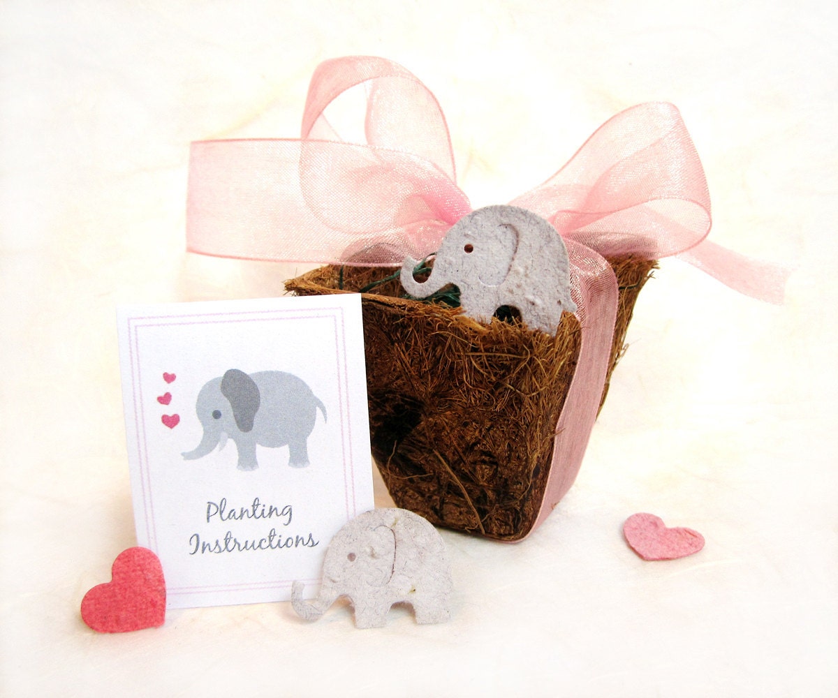 35 Elephant Baby Shower Favors - Plantable Paper Flower Seed and Plantable Pots Kit