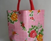 Durable Oilcloth Market Bag - Pink Rosegall