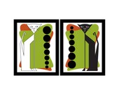 Pawlie n Ester in Circles - Two (2) 13 1/2 " x 17 1/4 " framed matte Art Prints by Tonya Newton