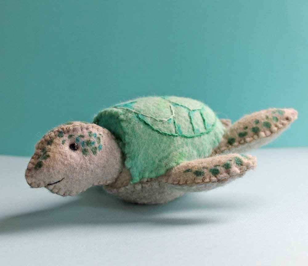 Swirly Turtle, a hand sewn turtle from felt, waldorf style