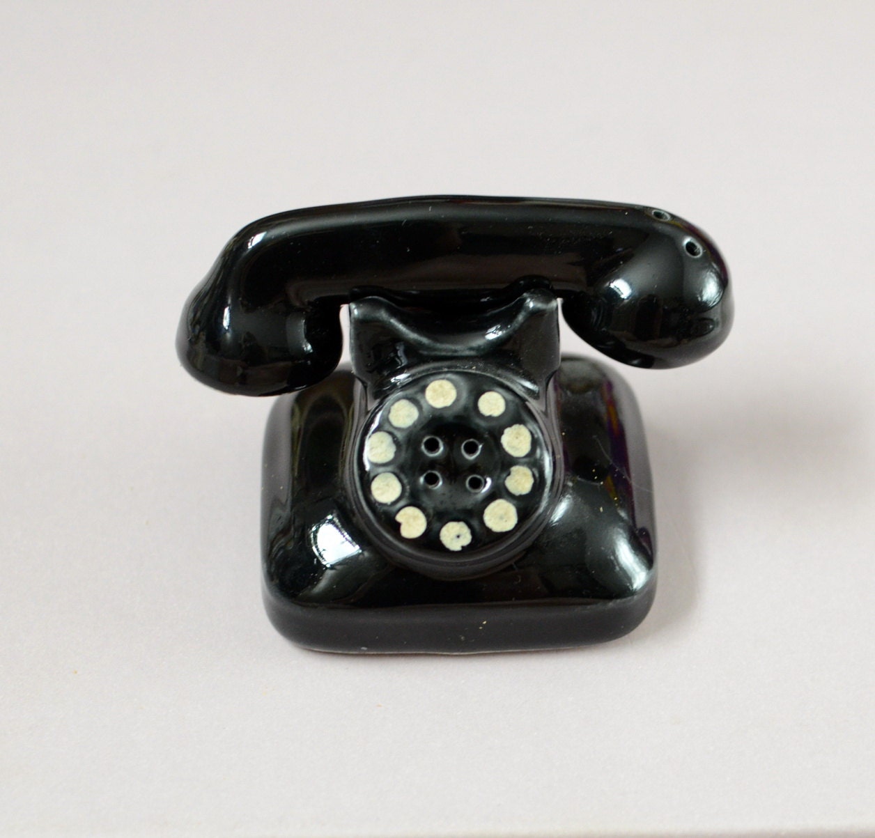 Vintage Salt Pepper Shakers Telephone Black