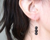 Lava Bead and Sterling Silver Dangles