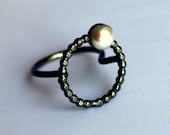 Floating Pearl Halo Ring - Handmade Sterling Silver Pearl Ring