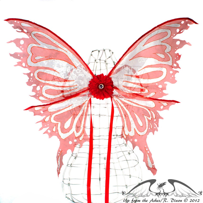 LIQUIDATION SALE - Christina No.2 - Large Fairy Wings in Red and White