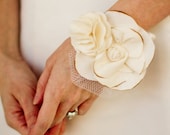 Fabric Flower - Weddings, Wedding Accessory - Wedding Fabric Corsage, Fabric Flower Wrist Corsage