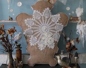 Victoria - Vintage Doily and Burlap Victorian Shabby Chic Cottage Jewelry Dress Form Style Display OOAK