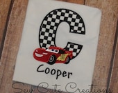 Personalized Race Car Initial Shirt T-shirt