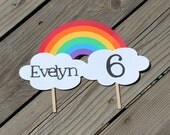 Rainbow Cake Topper with Personalization