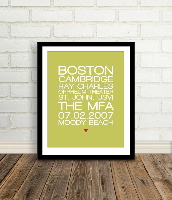 Story of Us / Mother's Day Present - Custom Art Print - 8x10 / Choose your color - Relationship History - USE SONG LYRICS - Shared memories