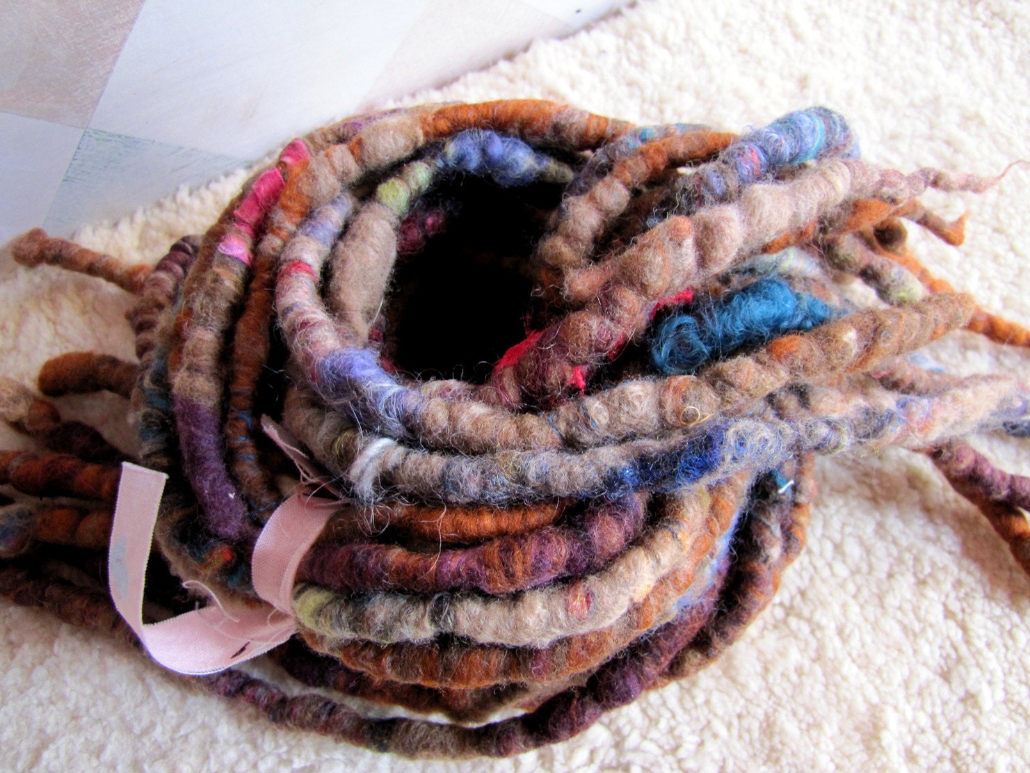 Gingerdreads - Faerie Spun Dreads - Handmade Felted Wool Double Ended Dread Falls
