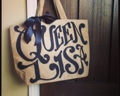 Custom Quote Burlap Tote 14" - wedding gift - birthday - wizard of Oz - Monogram