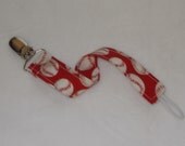 Red Baseball Fabric Paci Clip
