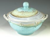 Casseroles (Three Quart)- turquoise Great wedding gift - wheel thrown stoneware pottery