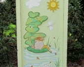 Peter Rabbit Hamper - Hand Painted Wood - Nursery Room - Bathroom Decor