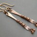 Oxidized Copper Stick Earrings with Copper Beads