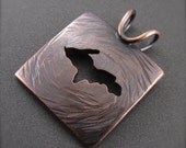 3/4" Square Upper Peninsula of Michigan Pendant in UP Copper