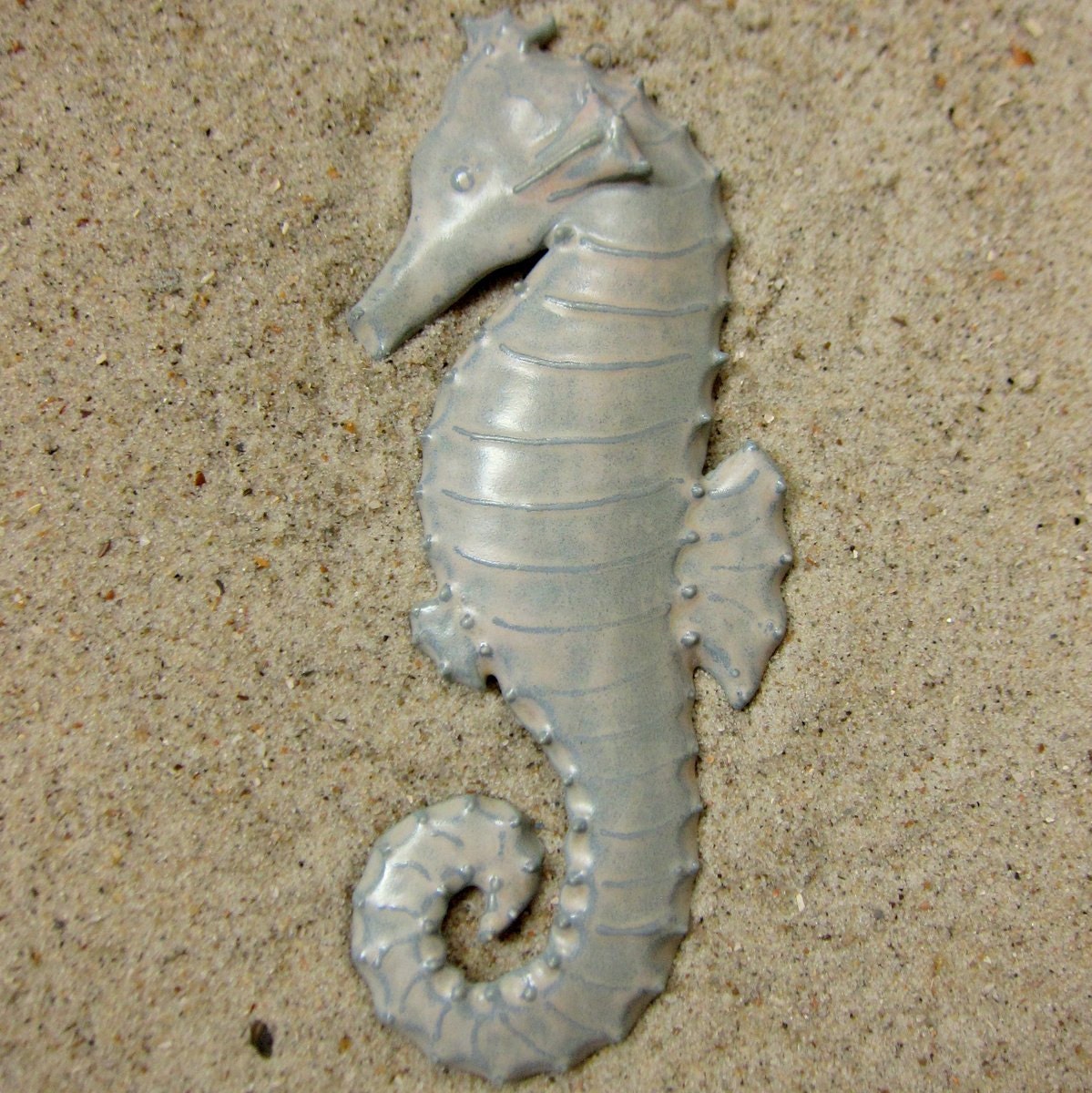 Seahorse decor..ornament...frosty blue porcelain ceramic