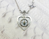 Silver Necklace - Silver HEART Necklace - Silver COMPASS Necklace - An ORIGINAL by BirdzNbeez - Graduation Birthday Anniversary Bridesmaids