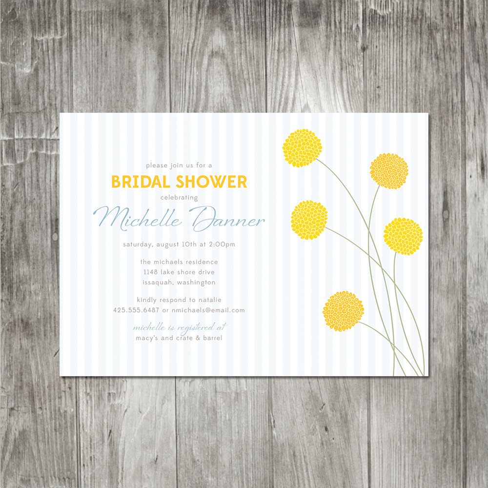 Billy Button Shower Invitation