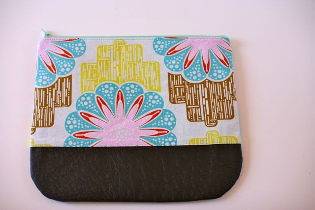 Faux Leather Trimmed Clutch