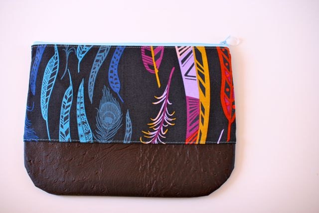 Faux Leather Trimmed Clutch