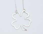 good luck lass four leaf clover necklace shamrock sterling silver or gold filled