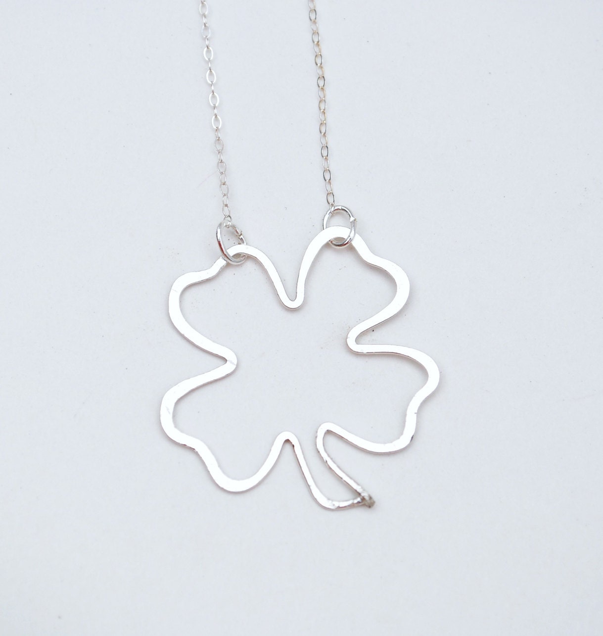 good luck lass four leaf clover necklace shamrock sterling silver or gold filled