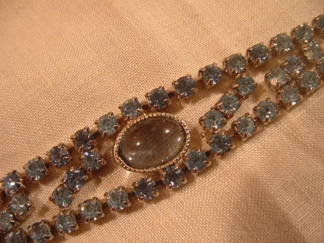 VINTAGE-Antique -Rhinestone-Sky Blue Bracelet- Downtown Abbey