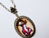 Old School Tattoo Flash Pirate Girl Pendant Necklace