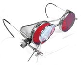 Vintage RARE RED Tinted Steampunk Goggles Glasses MeSH SiDE SHiELDS Steam Punk CESCO - 2 Magnifier Loupes MiNT - Steampunk by edmdesigns