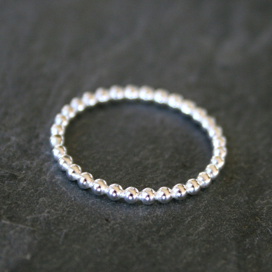 Sterling Silver Bead Ring, Solid Sterling Silver, Stacking Ring, Dot Ring, Bubble Ring, Beaded Ring, Dotted Ring