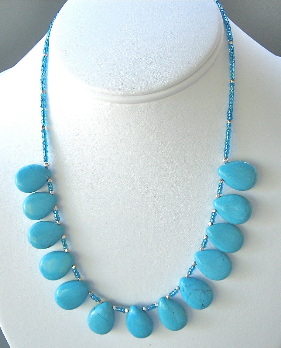 Blue Stabilized Turquoise Briolette Necklace