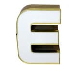 White and Gold Vintage Marquee Letter E