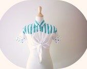 Vintage Summer Striped Bare Midriff Top