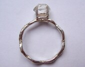 Herkimer diamond on sterling silver lace ring