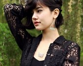 Trianglular geometric cast Lace Earrings in bronze and silver