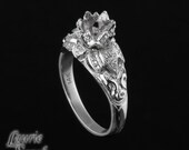 14kt White Gold Lotus Flower Ring Semi Mount - LS2146