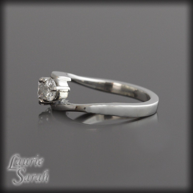 Three Diamond Prong Set Engagement Ring in Platinum - LS1773